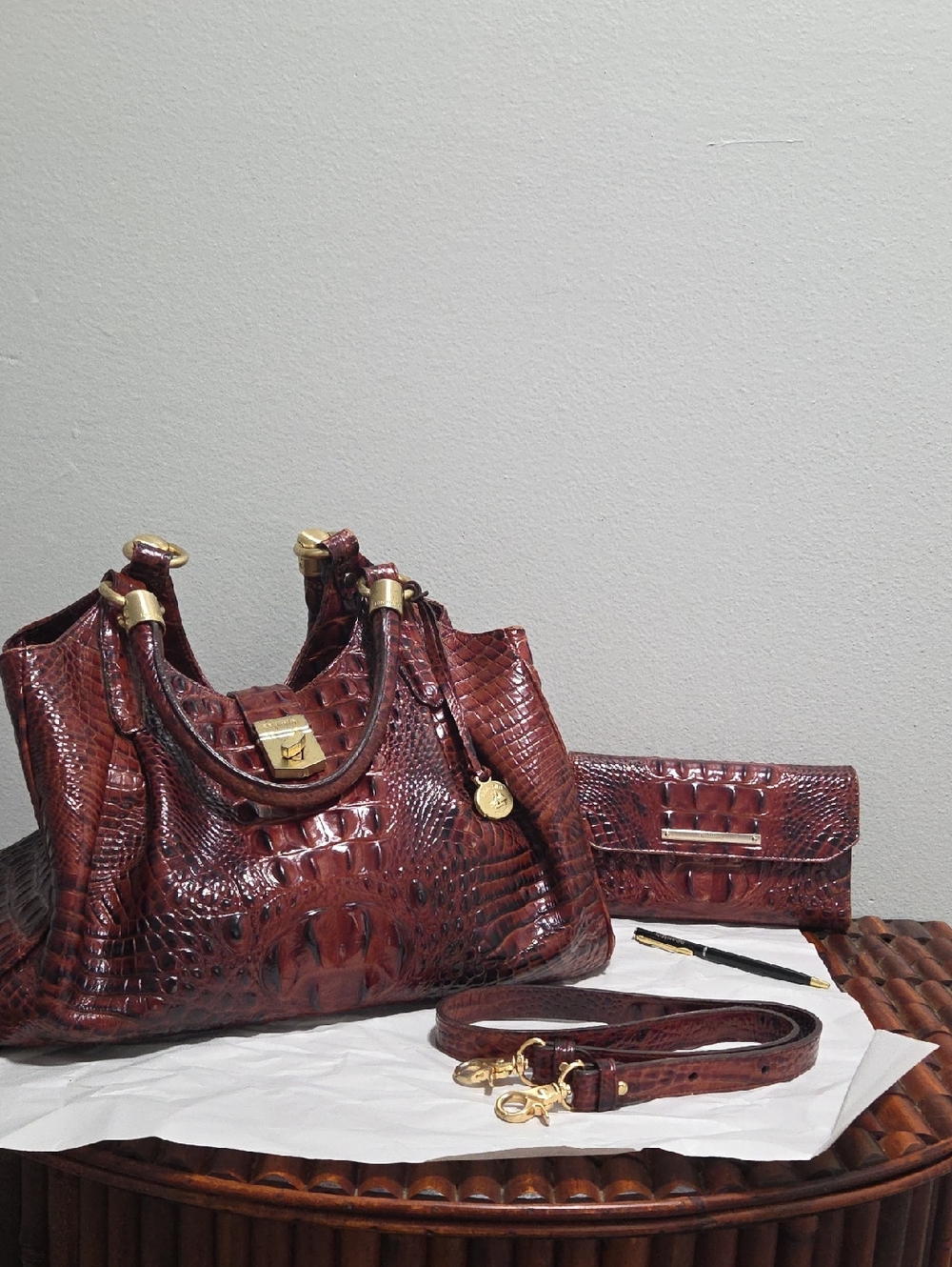 Brahmin ELISA IN PEACAN BAG &WALLET SET
